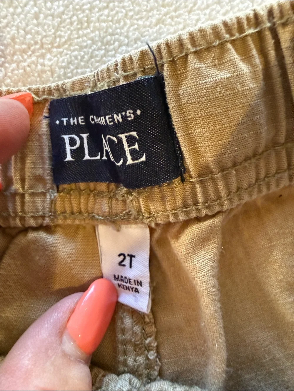 The Children's Place Khaki Elastic Waist Cargo Shorts